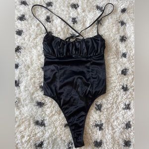 Black silk Urban Outfitters bodysuit